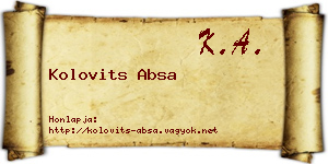 Kolovits Absa névjegykártya